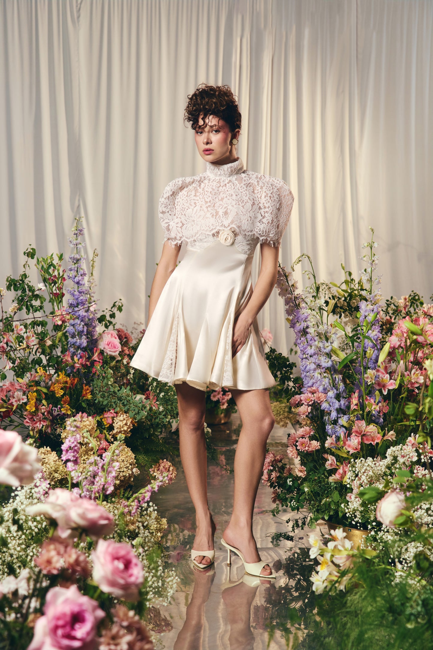 FLORA IVORY  MINI DRESS