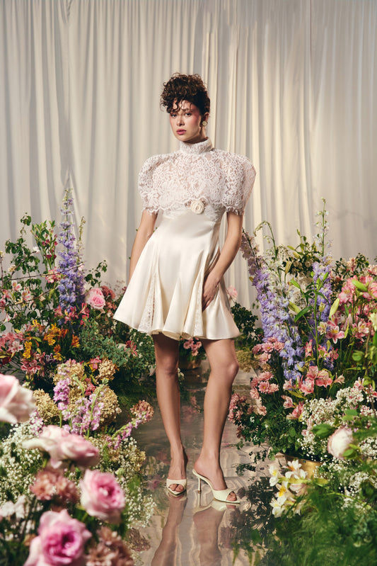 FLORA IVORY  MINI DRESS